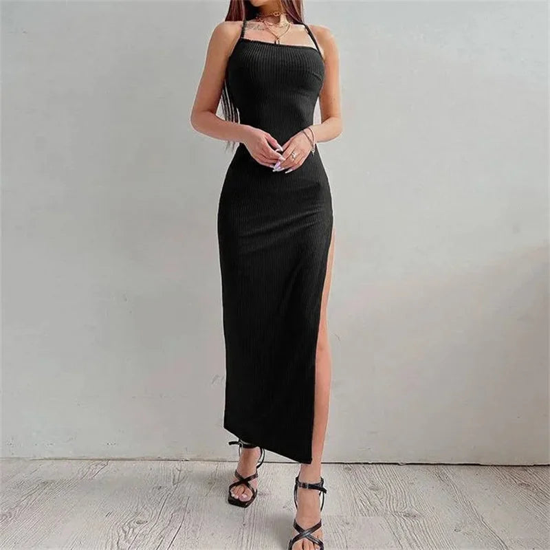 Women's High Split Bodycon Dress™ Summer Sleeveless Backless Halter Neck Spaghetti Strap Dresses