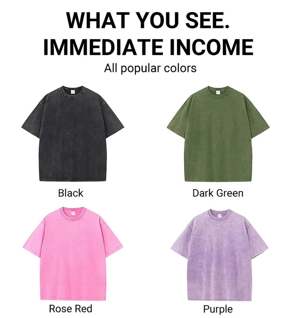 Women's Cotton Washed T-shirt™ O-Neck Oversized Solid Short Sleeve Tops