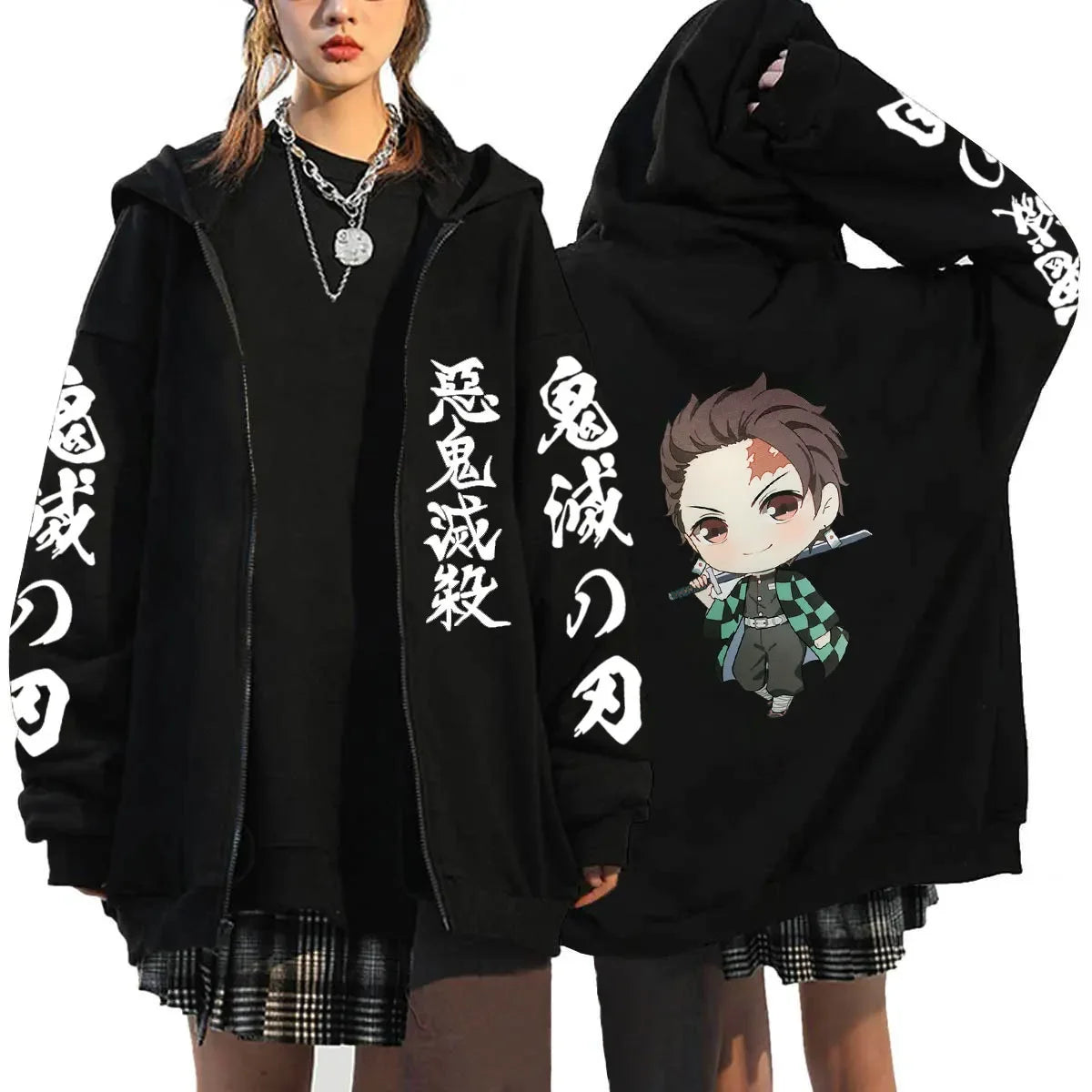 Women's Demon Slayer Zipper Hoodies™ Anime Oversized Full Zip Hoody