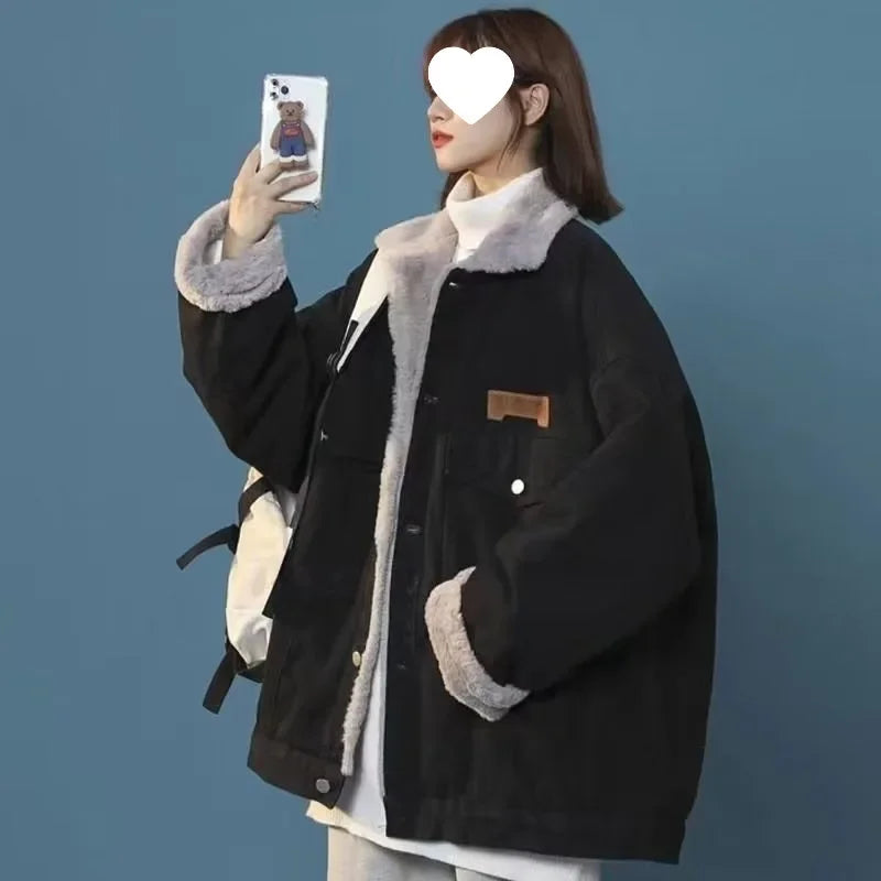 Women's Denim Cotton Padded Jacket™ Lambs Wool Fleece Lined Thickened Fit Warm Padded Jacket