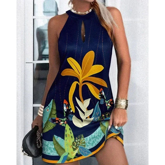 Women's Summer Casual Dress™ Sleeveless Hanging Neck Fashion Printed Dress