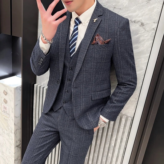 Men's British Fashion Three-piece Set™ Slim Fit Suit Vest Trousers All-in-one Banquet Blaze