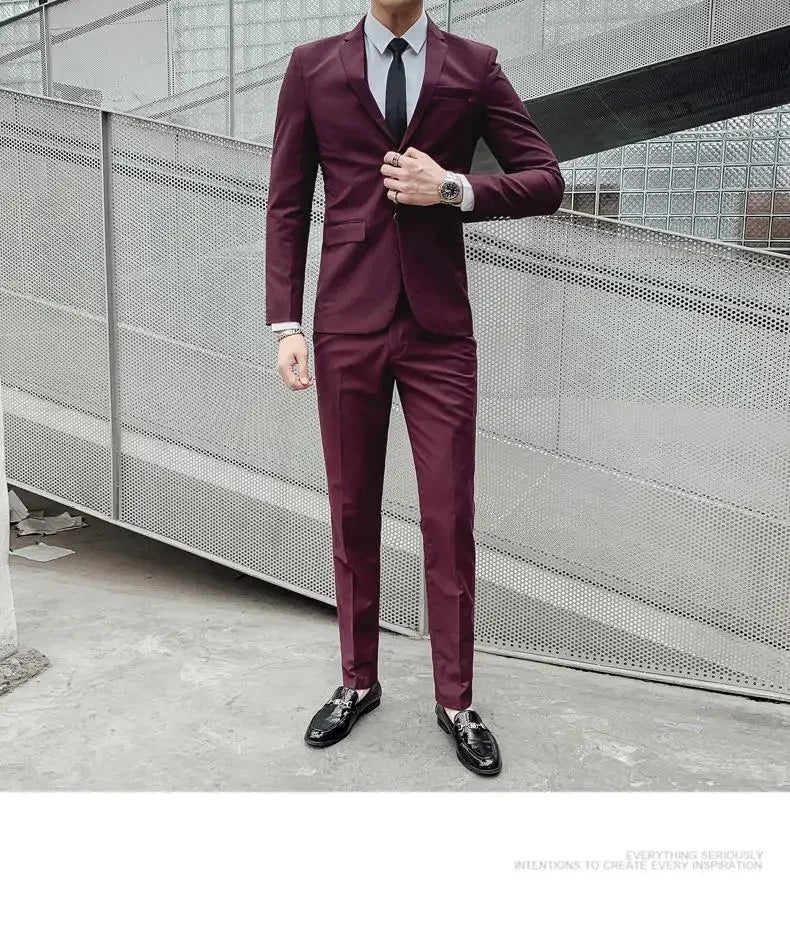 Men's Suit (Blazer+ Vest + Pants)™ Solid Color Casual Slim-fit Suit