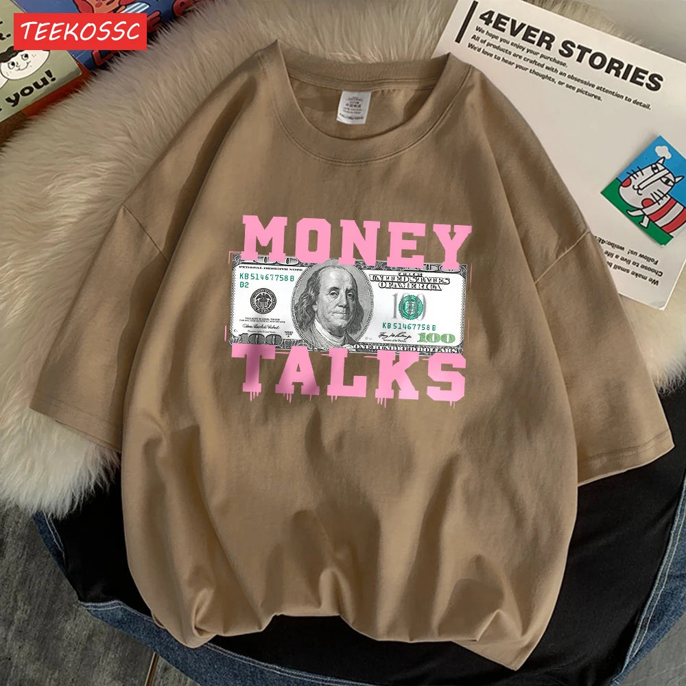 Women's T-Shirt™ Money Talks Us Dollar Short Sleeve T Shirts