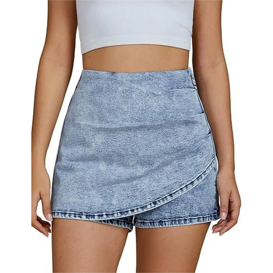 Women's High Waist Denim Shorts™ Elastic Asymmetric Wrap Pants Cross-Border Shorts