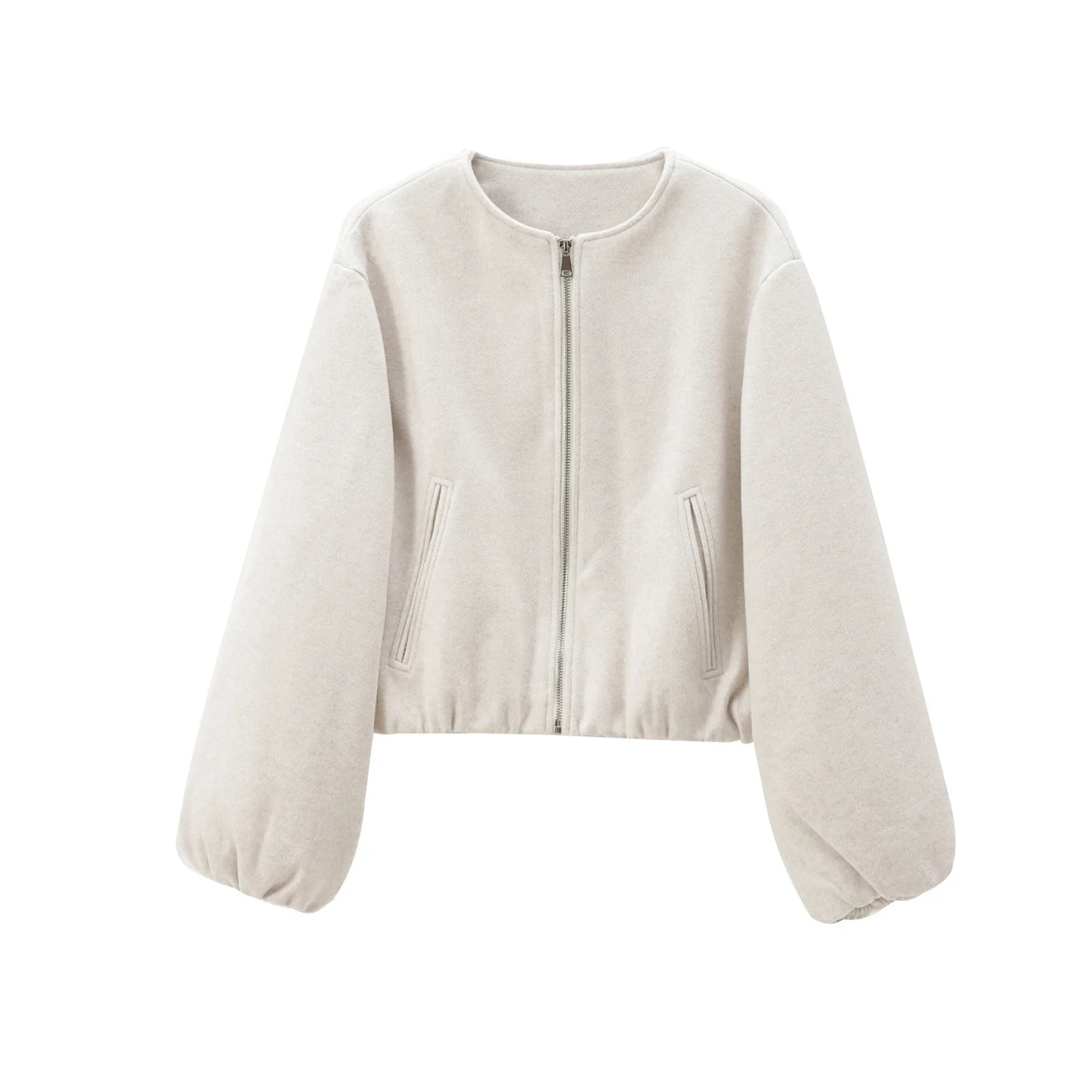 Women's Zipper Bomber Jackets™ TRAF Soft Cropped Long Sleeve Sports Jacket
