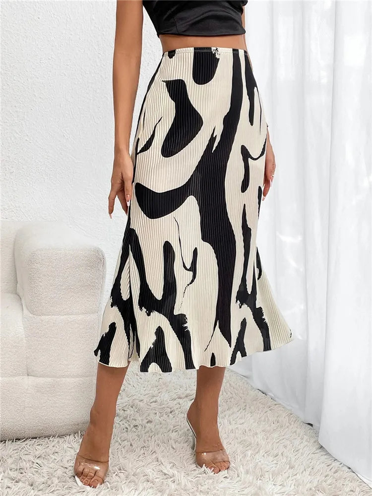 Women's Graphic Print Pleated Long Skirts™ Elastic High Waist Geometry Midi Long Skirts