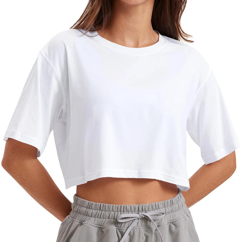 Women's Harajuku Y2K Crop Tops™ Casual  Short Loose Solid Color Tee Shirt