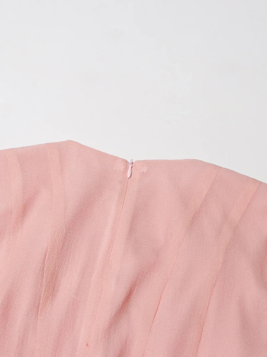 Women's Dress™ VGH Sweet Ruffles Elegant Knee Length Round Neck Flare Sleeve High Waist Spliced Button Dress
