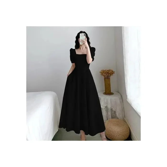 Women's Elegant Slimming Long Dress™ Puff Sleeves Square Collar Dress