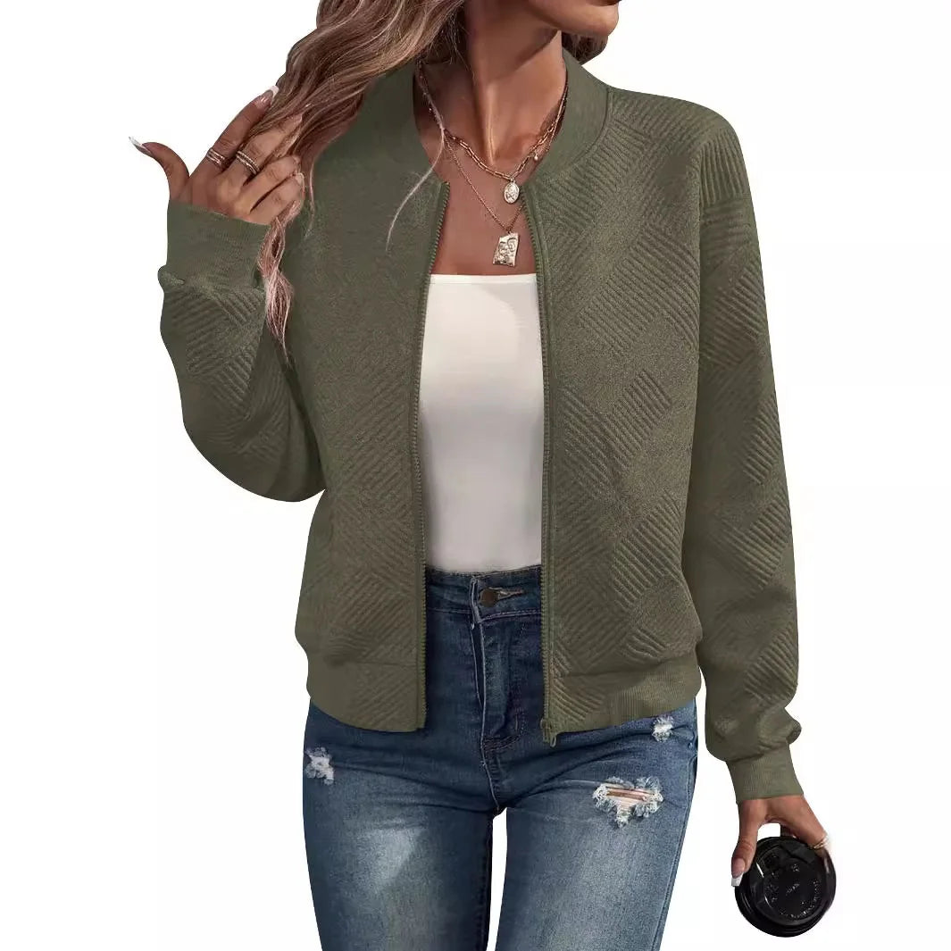 Women's zipper jacket™ baseball collar casual jacket