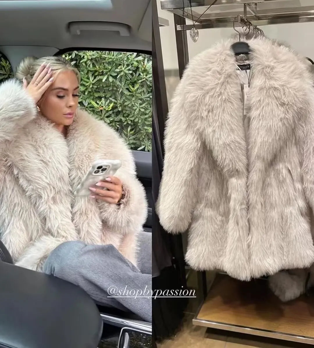 Women's Faux Fur Coat™ TRAFZA Female Chic Chill Long Sleeve Casual Warm Thicken Coat