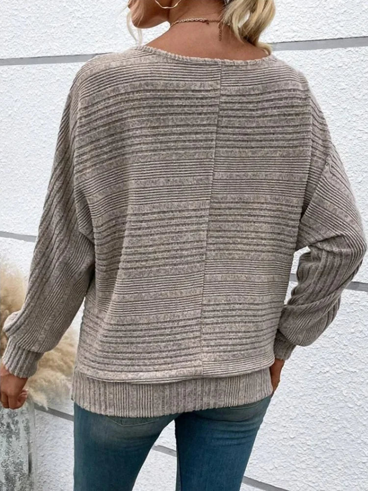 Women's Sweater™ Comfortable Loose Long Sleeve Round Collar Splicing Head Pullover