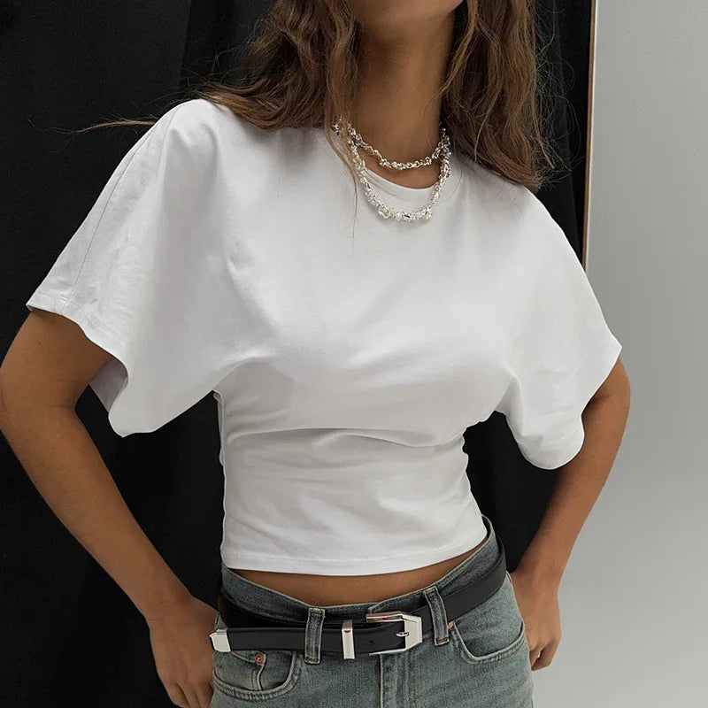 Women's Casual Cropped T-shirt™ 2025 O-neck Corset Summer Short Tee Shirts
