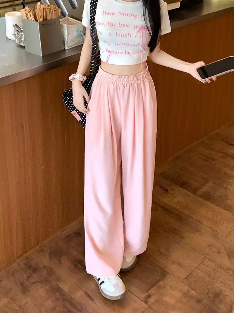 Women's Pants™ Ice Silk Wide-Leg High-Waisted Straight Draped Anti-Wrinkle Casual Pants