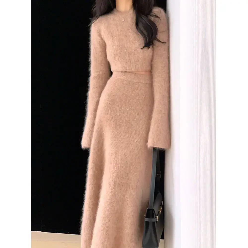 Women's Suit™ Autumn/winter High-end French Elegant Socialite Style Knit Sweater Dress Two-piece Suit