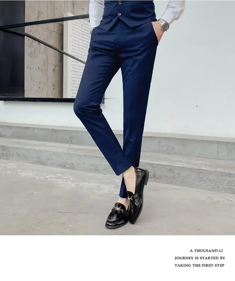 Men's Suit (Blazer+ Vest + Pants)™ Solid Color Casual Slim-fit Suit