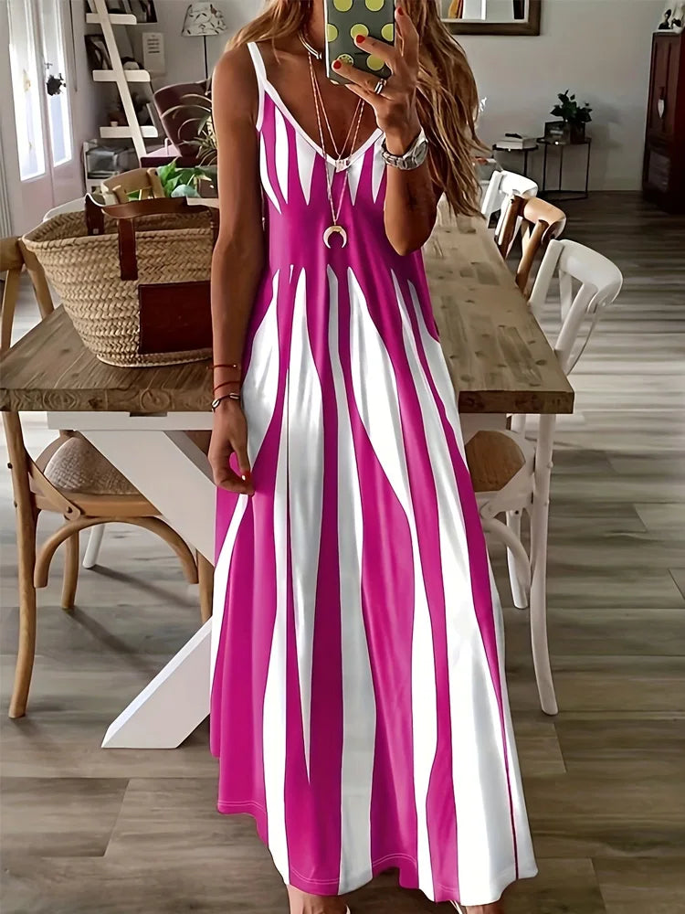 Women's Casual Sleeveless Spaghetti Strap Dress™  Abstract Print Maxi Dress