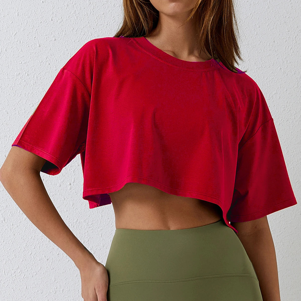 Women Short Sleeve T-Shirt™ Navel Baring New Sport Loose Crop Tops