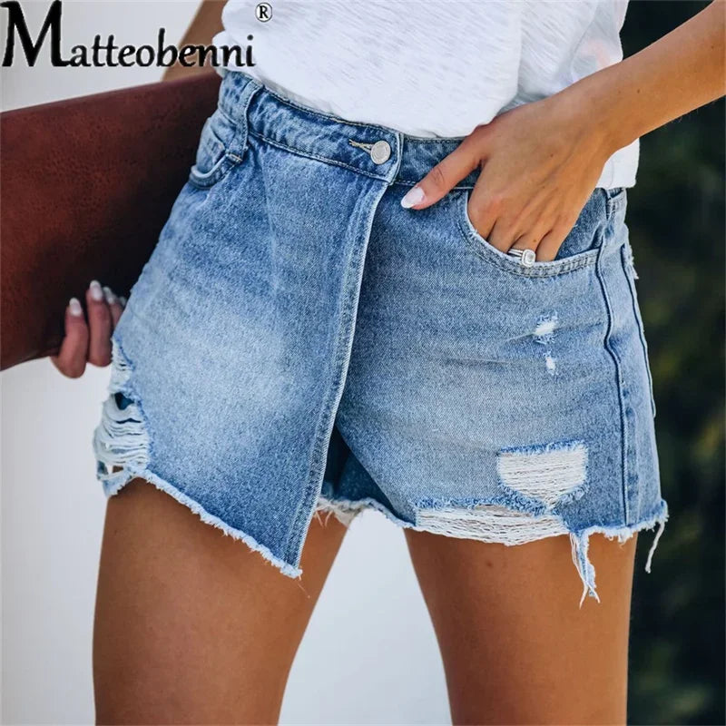 Women's Ripped Denim Shorts™ High Waist Bodycon Distressed Pockets Short Jeans