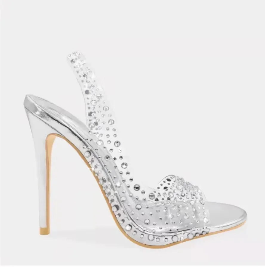 Women's Rhinestone Open Toe High Heel Sandals™ Crystal Fish Mouth PU Leather Heels