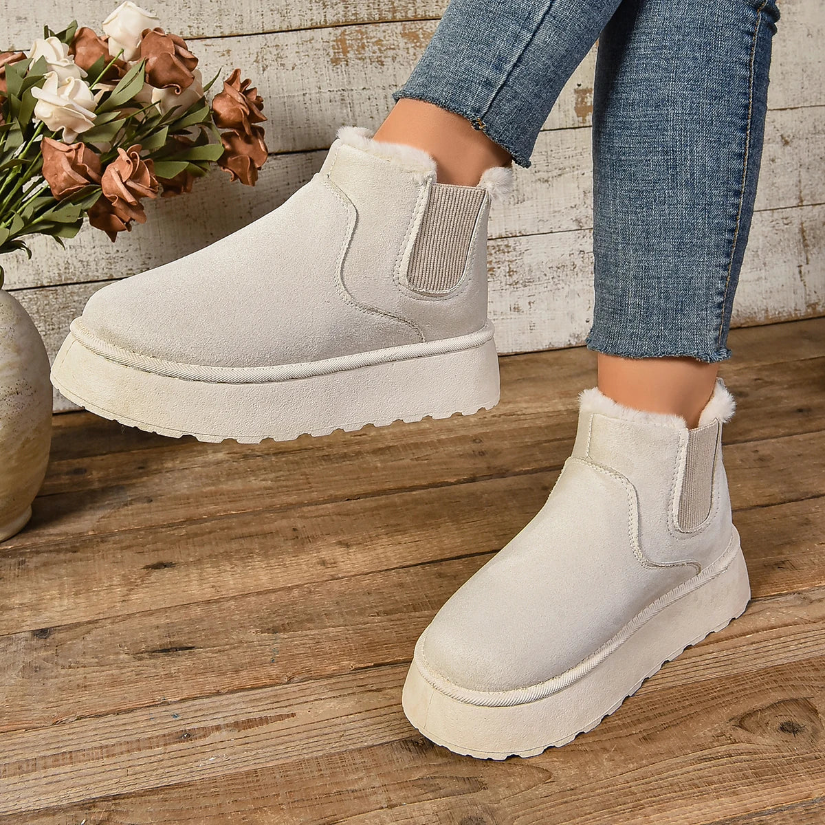 Women's Winter Short Plush Boots™ Warm Snow Suede Fur Chelsea Ankle Boots