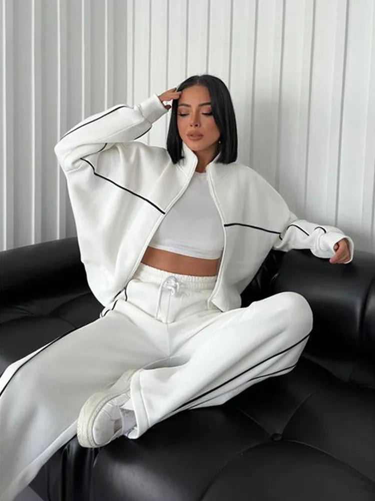 Women's Suit™ 2 Piece Outfits Long Sleeve Zip Up Jacket Jogger Sweatpants Tracksuit