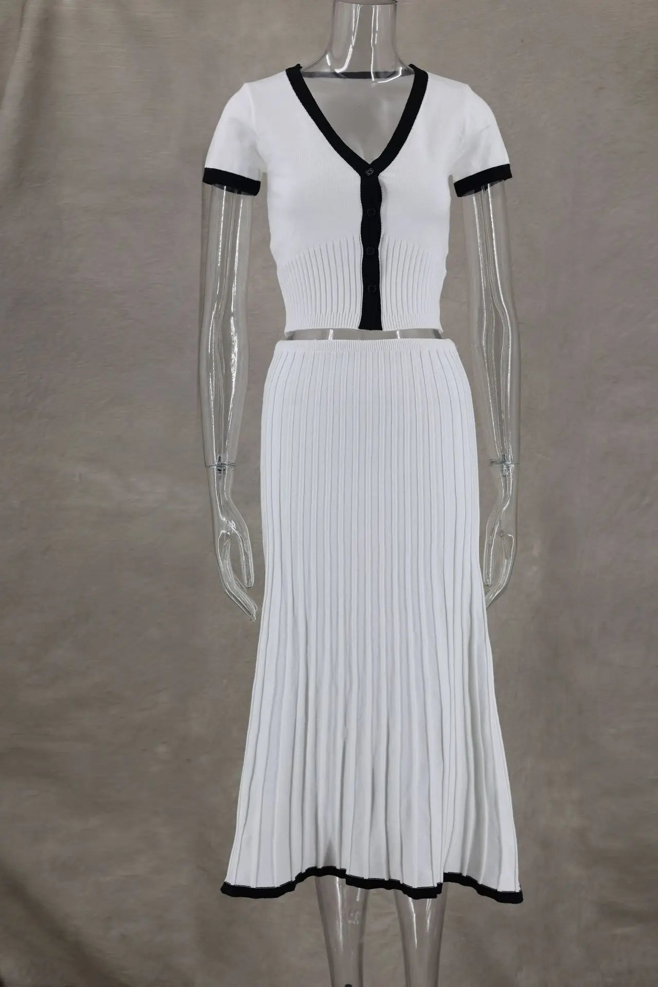 Women's Long Skirt Suit™ Summer Short Sleeve V-neck crop top elegant dress