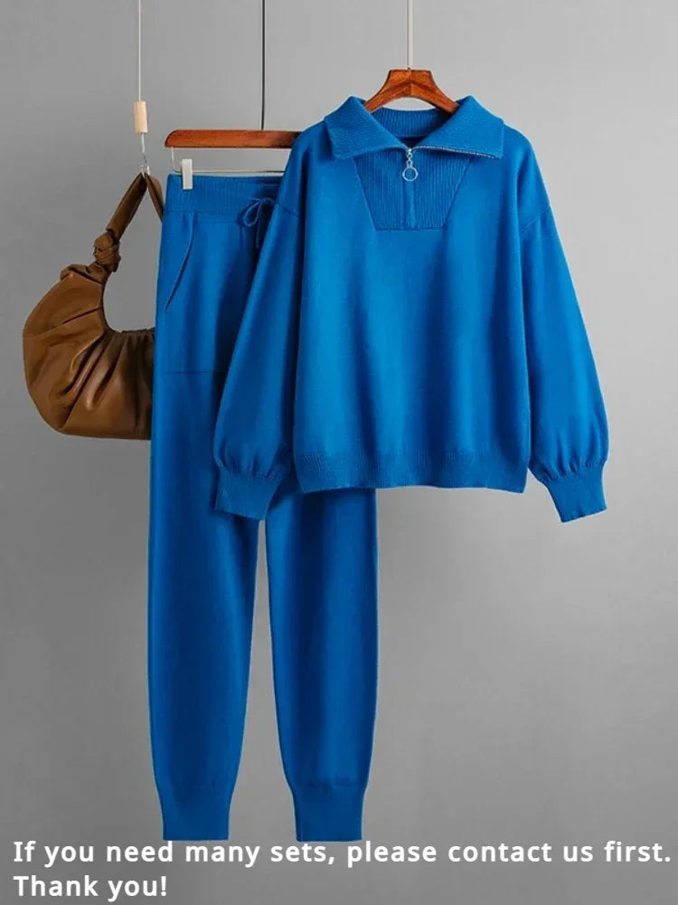 Women's Knitted Suit™ 2 Piece Sets Outfit Trouser Oversized Casual Sweaters Jogging Knitwear Tracksuit