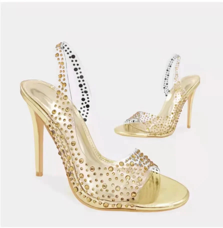 Women's Rhinestone Open Toe High Heel Sandals™ Crystal Fish Mouth PU Leather Heels