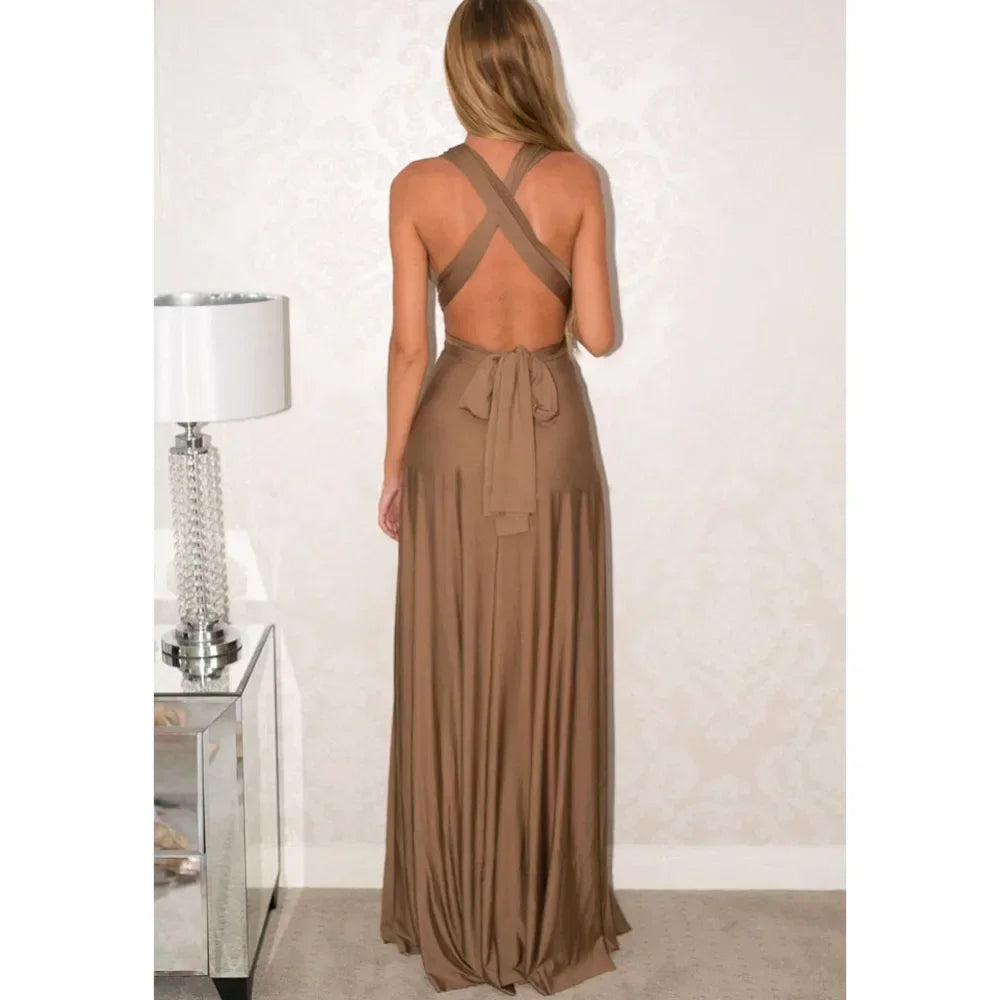 Women's Multi-worn V-neck Long Dress™ Strapped Summer Maxi Dress