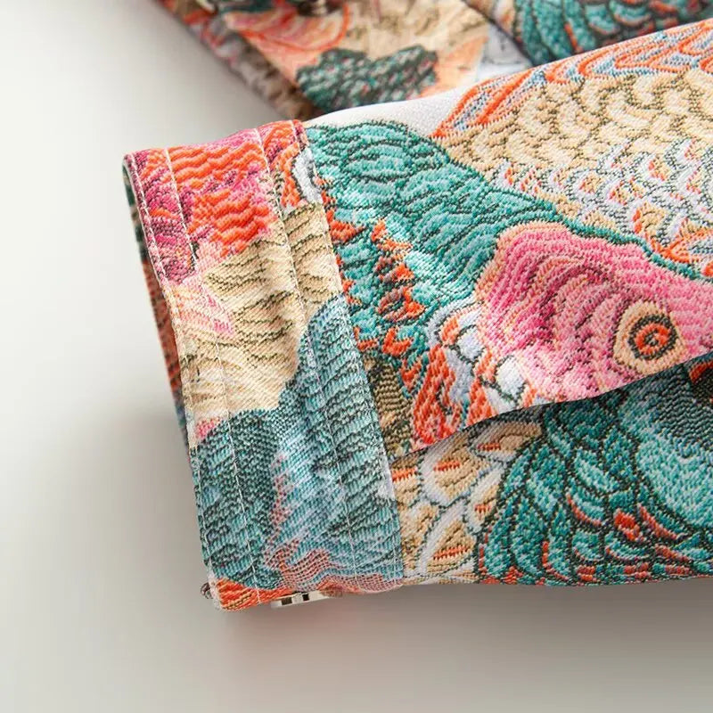 Women's Fashion Color Casual Jacket™ Peacock Print Short Coat