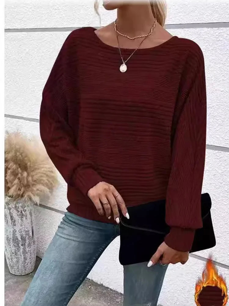 Women's Sweater™ Comfortable Loose Long Sleeve Round Collar Splicing Head Pullover