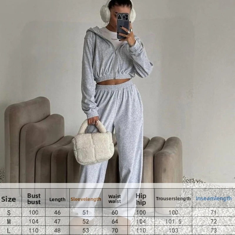 Women's Casual Two Piece Set™ Long-sleeved Hooded Cardigan + Elastic Trousers Tracksuit