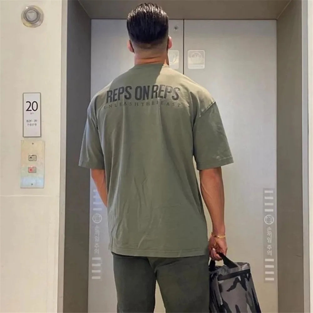 Men's T-Shirt™ Loose big size Cotton Printed Running Sport Gym Shirt