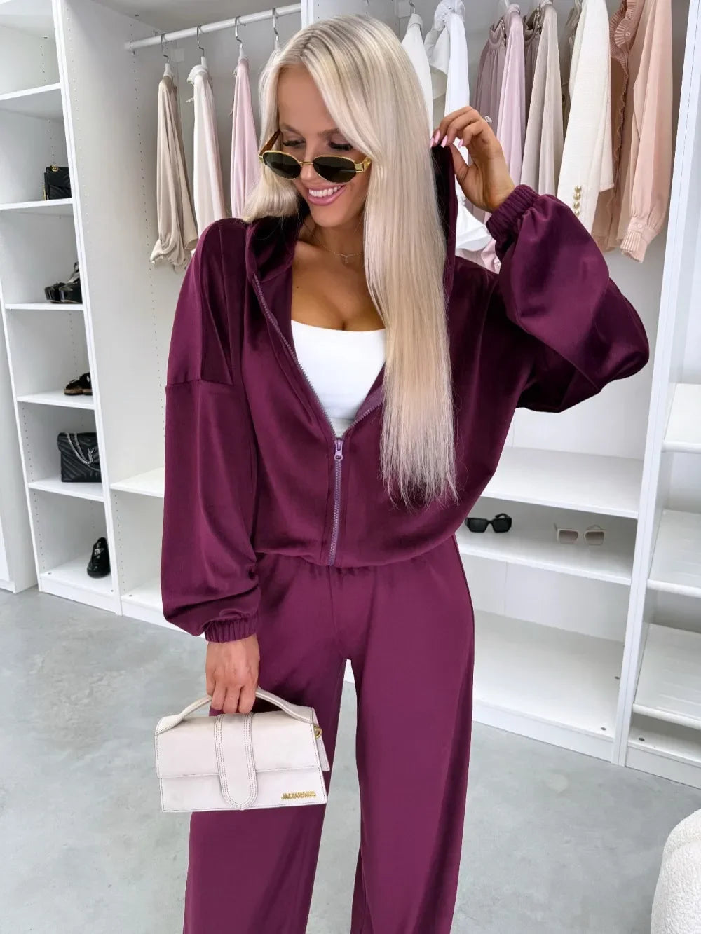 Women's  Casual Outfit™ Zipper Hooded Cardigan + Wide Leg Pants Two Piece Set