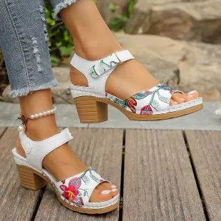 Women's Peep Toe High Heel Sandals™ Gladiator Chunky Heel Platform Flower Sandals