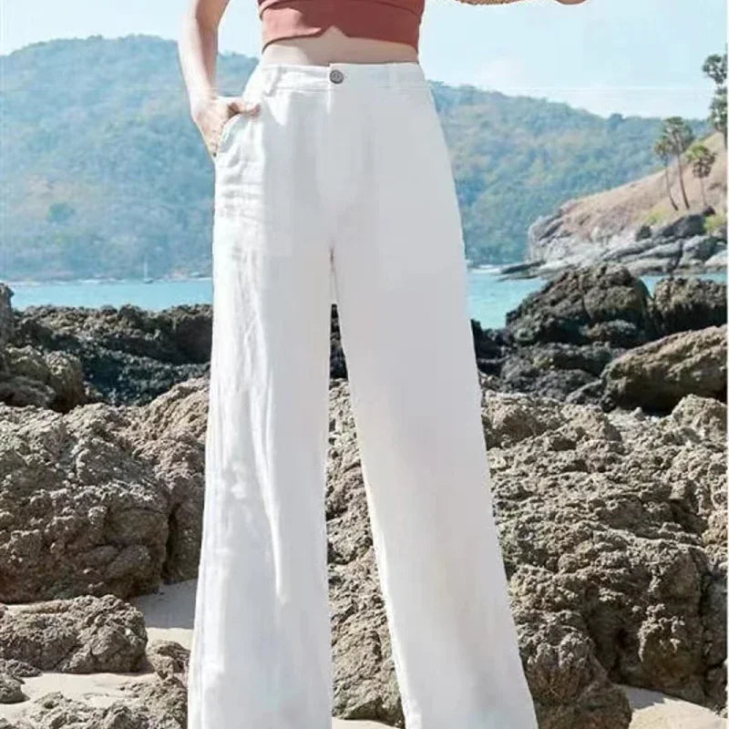 Women's Summer Baggy Cotton Linen Pants™ High Waist Wide Leg Trousers