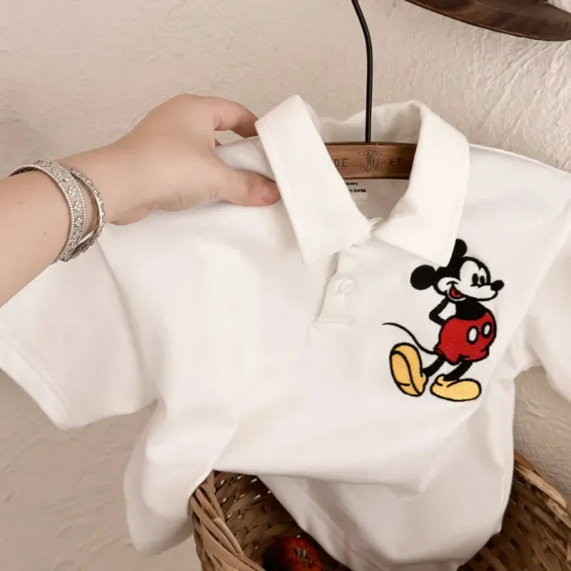 Kids Mickey Mouse Summer T-Shirts™ Boys & Girls Stripe Lapel Short Sleeve Cotton Shirt