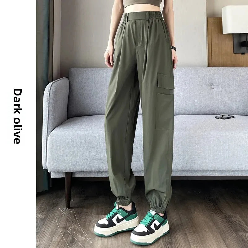 Women's Thin High Waist Cargo Pants™ Long Drapey Quick Dry Trousers