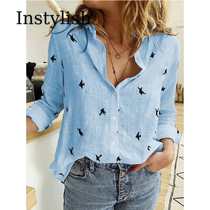 Women's Elegant Cotton Linen Shirts™ Casual Solid Button Lapel Long Sleeve Loose Shirts