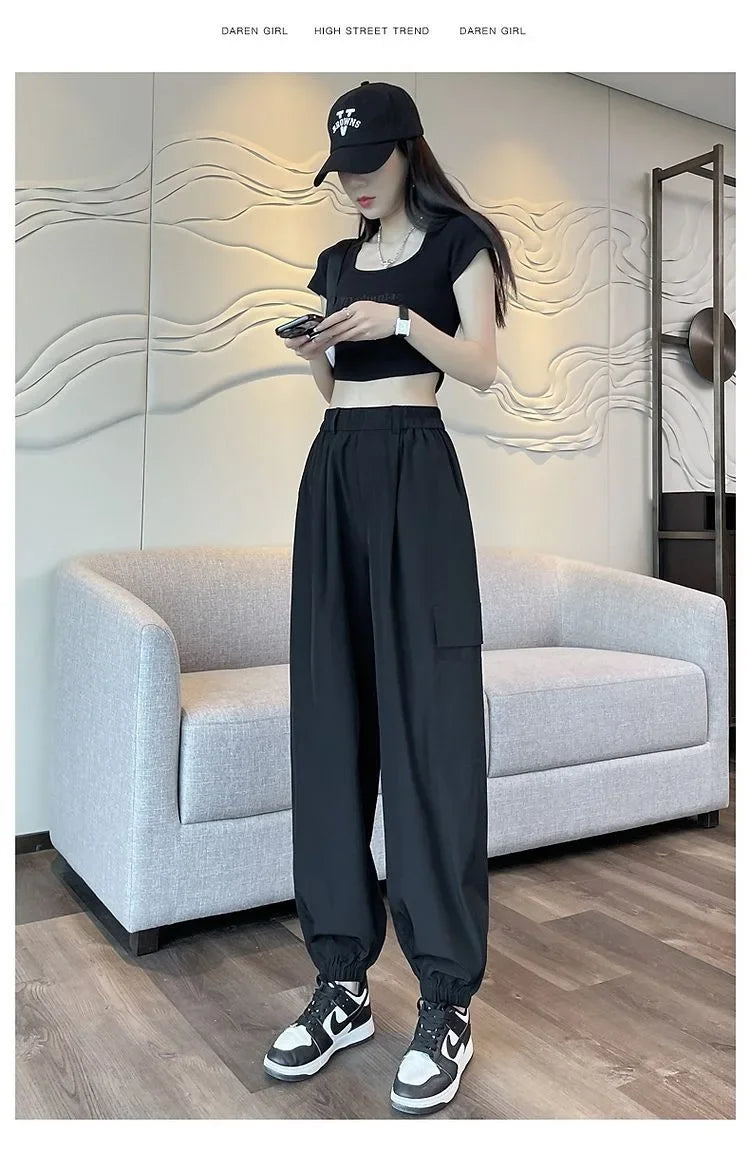 Women's Thin High Waist Cargo Pants™ Long Drapey Quick Dry Trousers