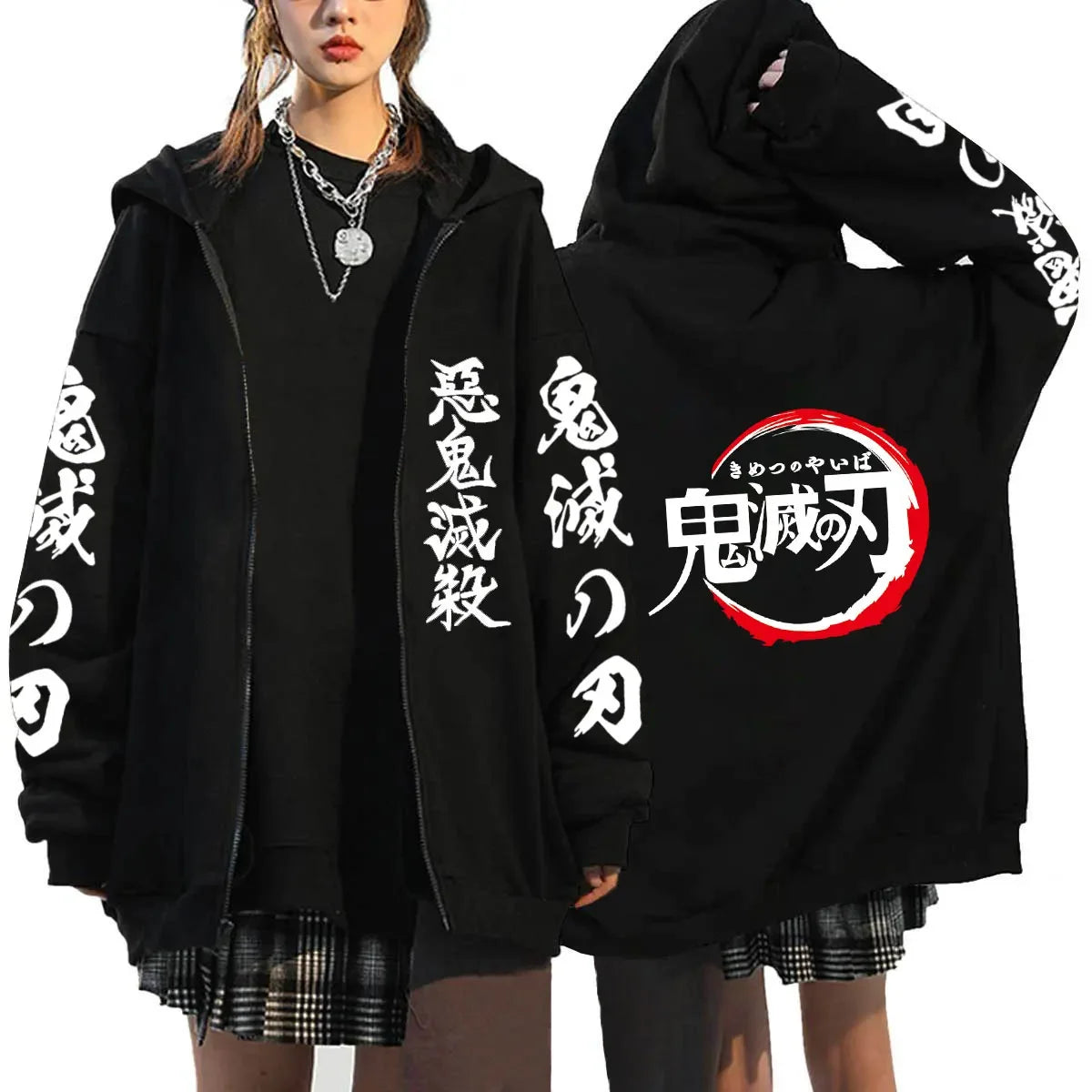 Women's Demon Slayer Zipper Hoodies™ Anime Oversized Full Zip Hoody