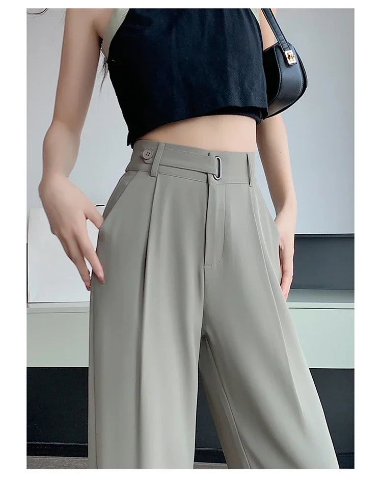Seoulish Women's Casual Pants™ Wide Leg  Solid Color High Waist Loose Trousers