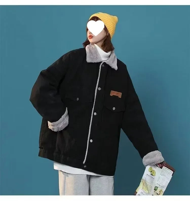 Women's Denim Cotton Padded Jacket™ Lambs Wool Fleece Lined Thickened Fit Warm Padded Jacket
