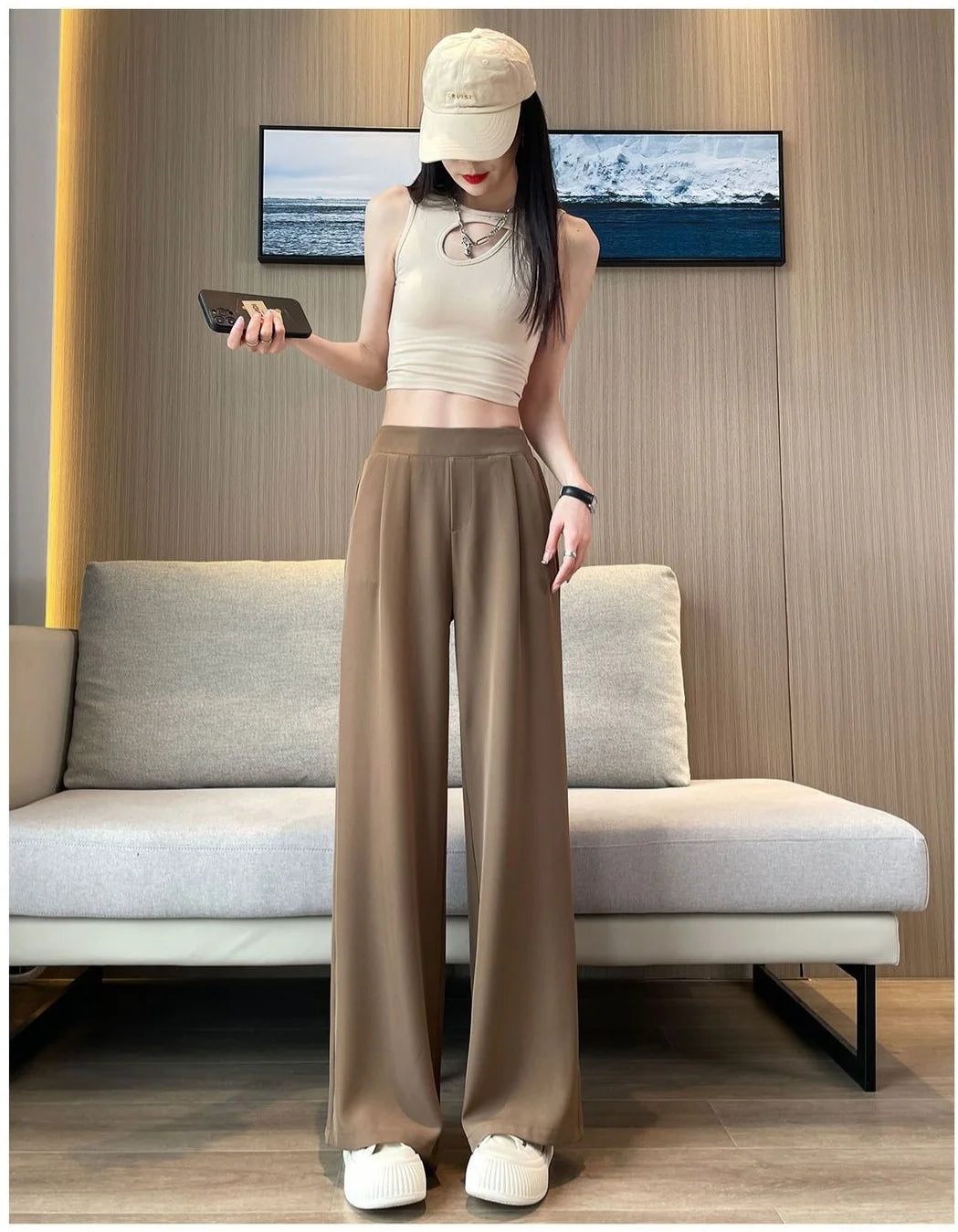 Women's wide leg Trousers™ high waist straight leg loose pants