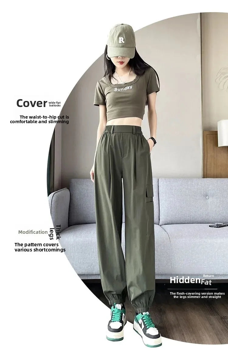 Women's Thin High Waist Cargo Pants™ Long Drapey Quick Dry Trousers
