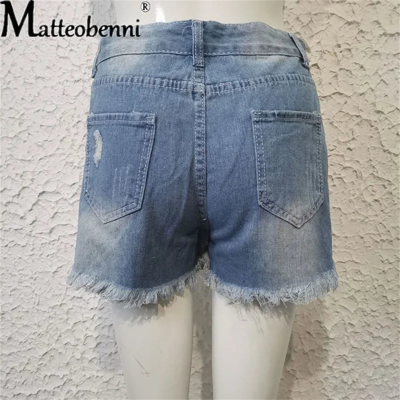 Women's Ripped Denim Shorts™ High Waist Bodycon Distressed Pockets Short Jeans