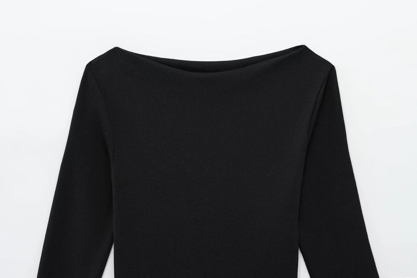 Women Dress™ TRAFZA Long Sleeve Dress Layered Hem Stretch Slim Brown Short Dress