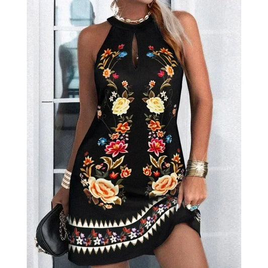 Women's Summer Casual Dress™ Sleeveless Hanging Neck Fashion Printed Dress